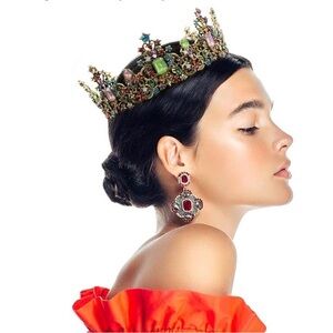Jeweled Crown Headpiece with Multicolor Rhinestones
